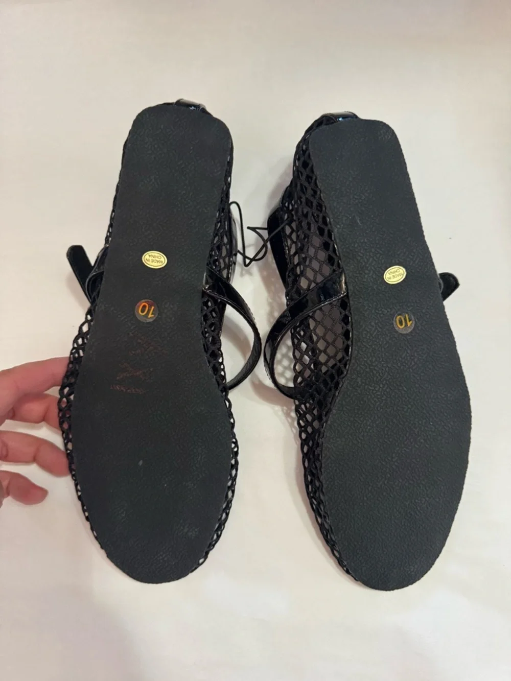 New Black Mesh Mary Jane Buckle closure Flats size 10